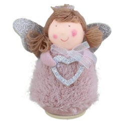 Figurina Craciun Ingeras  cu inimioara glitter 10 CM