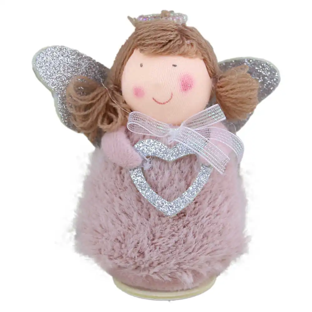 Figurina Craciun Ingeras  cu inimioara glitter 10 CM