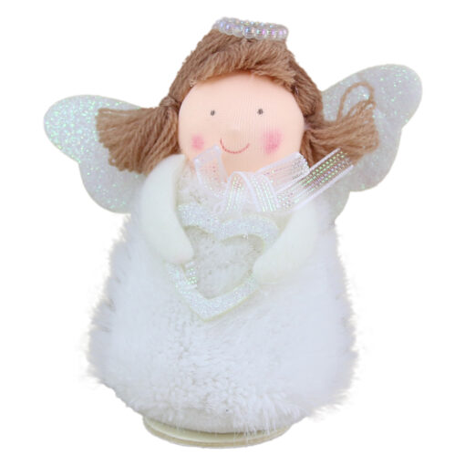 Figurina Craciun Ingeras  cu inimioara glitter 10 CM