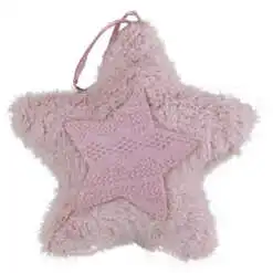 Ornament Craciun din blana artificiala Brad/Steluta Roz 15 CM