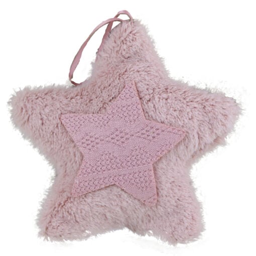 Ornament Craciun din blana artificiala Brad/Steluta Roz 15 CM