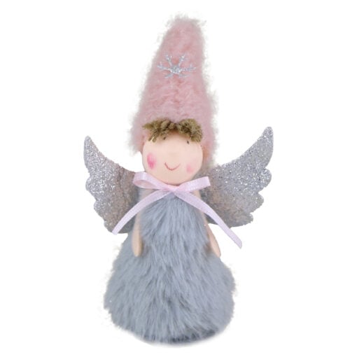 Figurina Craciun Ingeras cu caciula blana 12 CM