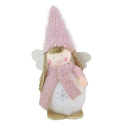 Figurina Craciun Ingeras cu caciula blana 13 CM
