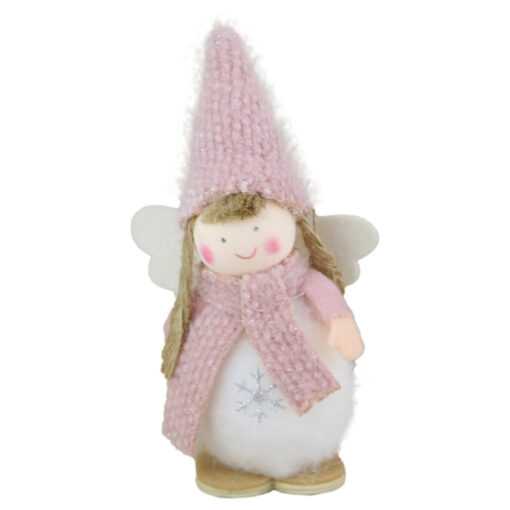 Figurina Craciun Ingeras cu caciula blana 13 CM