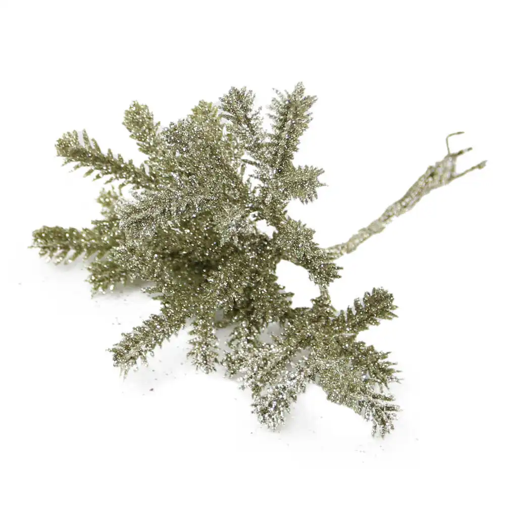 Pick creanga cu glitter auriu 17 CM Pick creanga cu glitter auriu 17 CM