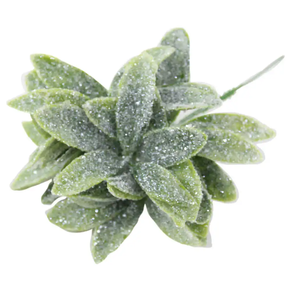 Pick decor cu frunze glitter verde 19 CM
