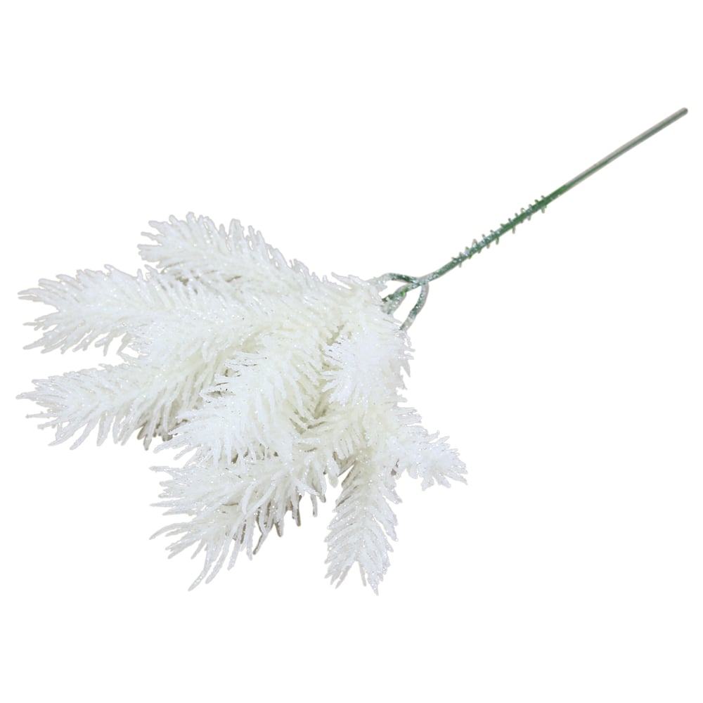 Pick creanga decorativa cu glitter alb 27 CM Pick creanga decorativa cu glitter alb 27 CM