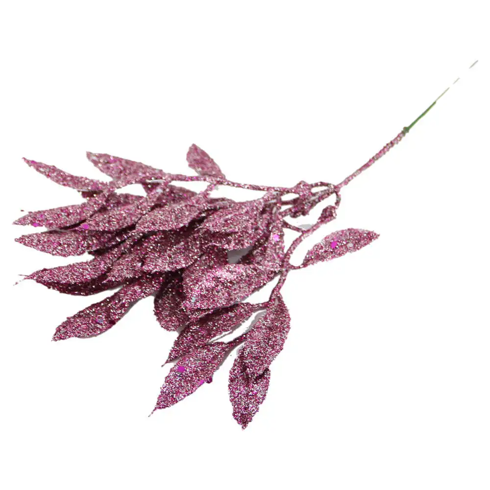 Pick creanga cu frunze glitter ticlam 30 CM Pick creanga cu frunze glitter ticlam 30 CM