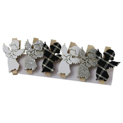 Set 6 cleme decorative Ingeras din lemn 4 CM