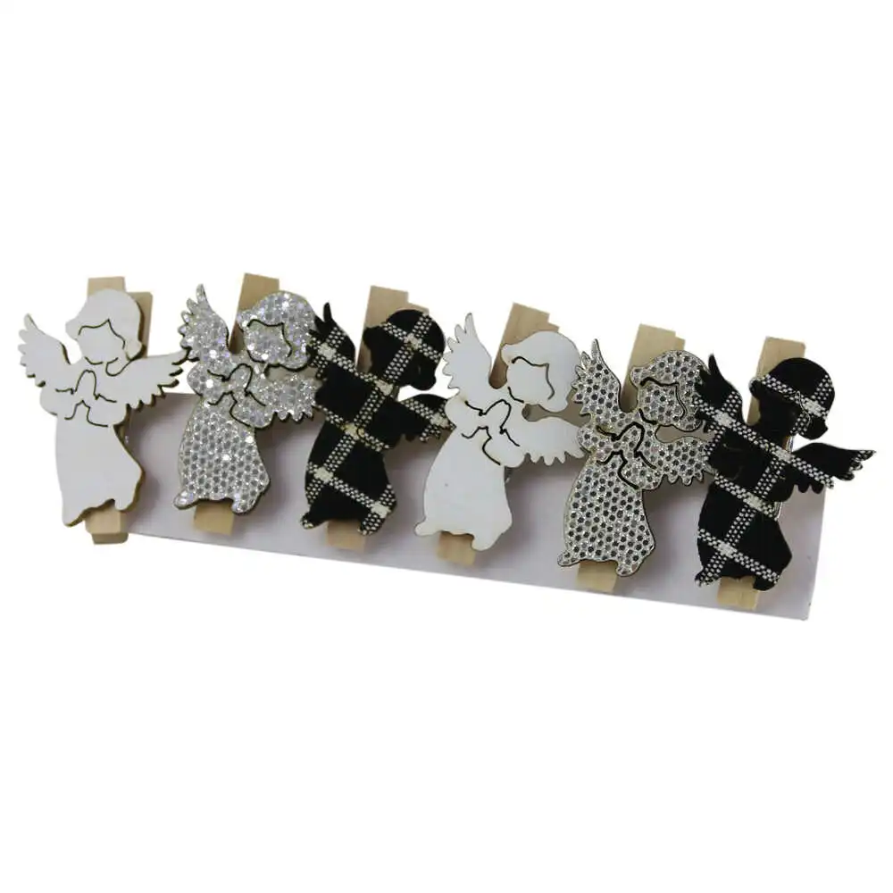 Set 6 cleme decorative Ingeras din lemn 4 CM