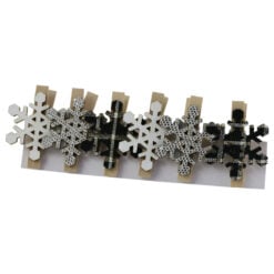 Set 6 cleme decorative Fulg de nea din lemn 4 CM