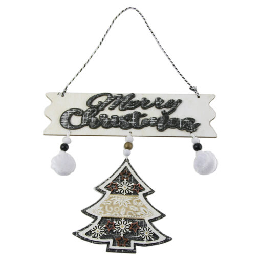 Decor pentru usa din lemn "Merry Christmas" cu bradut 22x33 CM