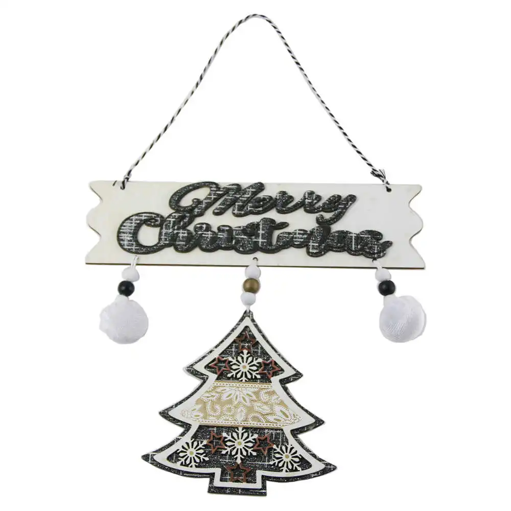 Decor pentru usa din lemn "Merry Christmas" cu bradut 22x33 CM