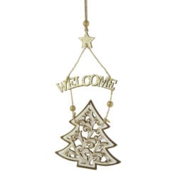 Decor pentru usa din lemn"Welcome" cu bradut