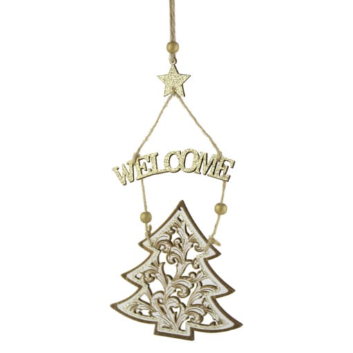 Decor pentru usa din lemn"Welcome" cu bradut