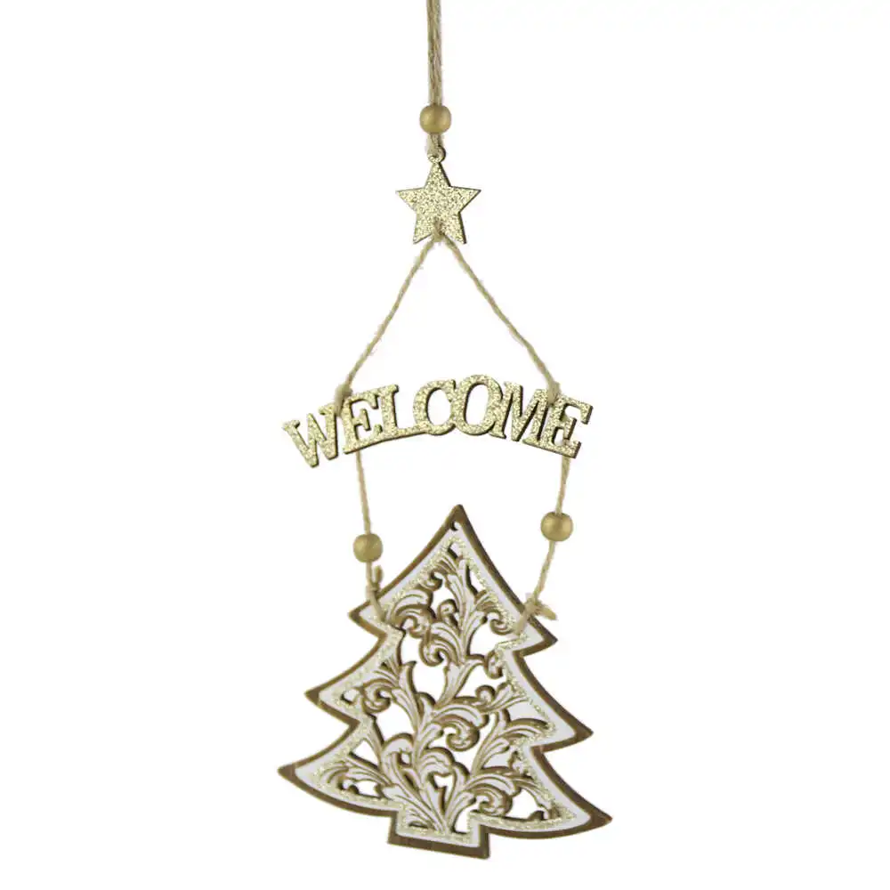 Decor pentru usa din lemn"Welcome" cu bradut