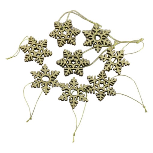 Set 8 ornamente de brad din lemn Fulg de nea 5.5 CM