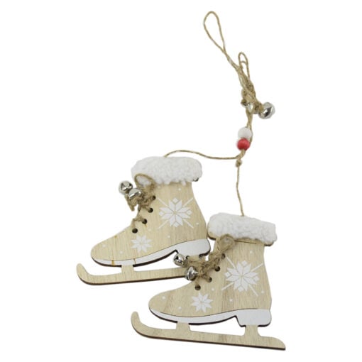 Decoratiune Craciun din lemn Patine de gheata 34 CM