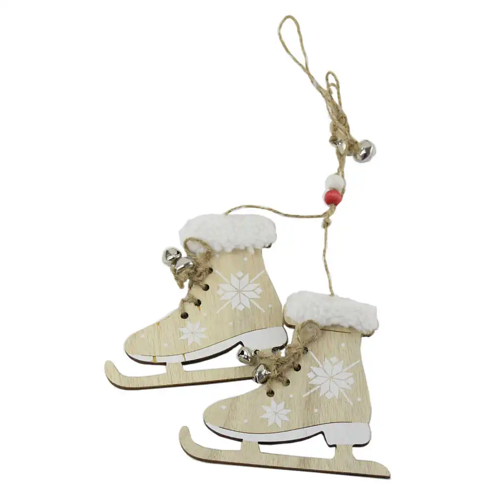 Decoratiune Craciun din lemn Patine de gheata 34 CM