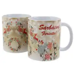 Cana ceramica de Craciun "Sarbatori fericite..." 330 ml