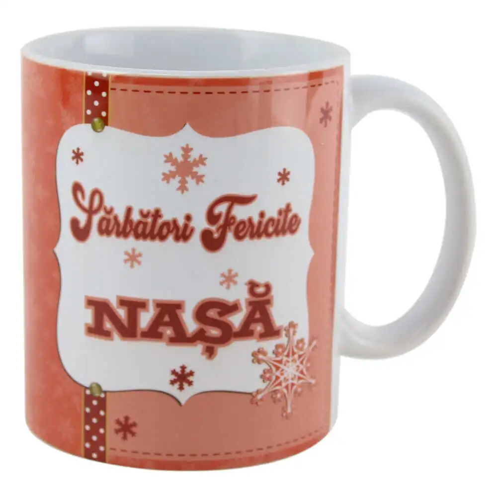Cana ceramica "Sarbatori fericite Nasa!" 330 ml