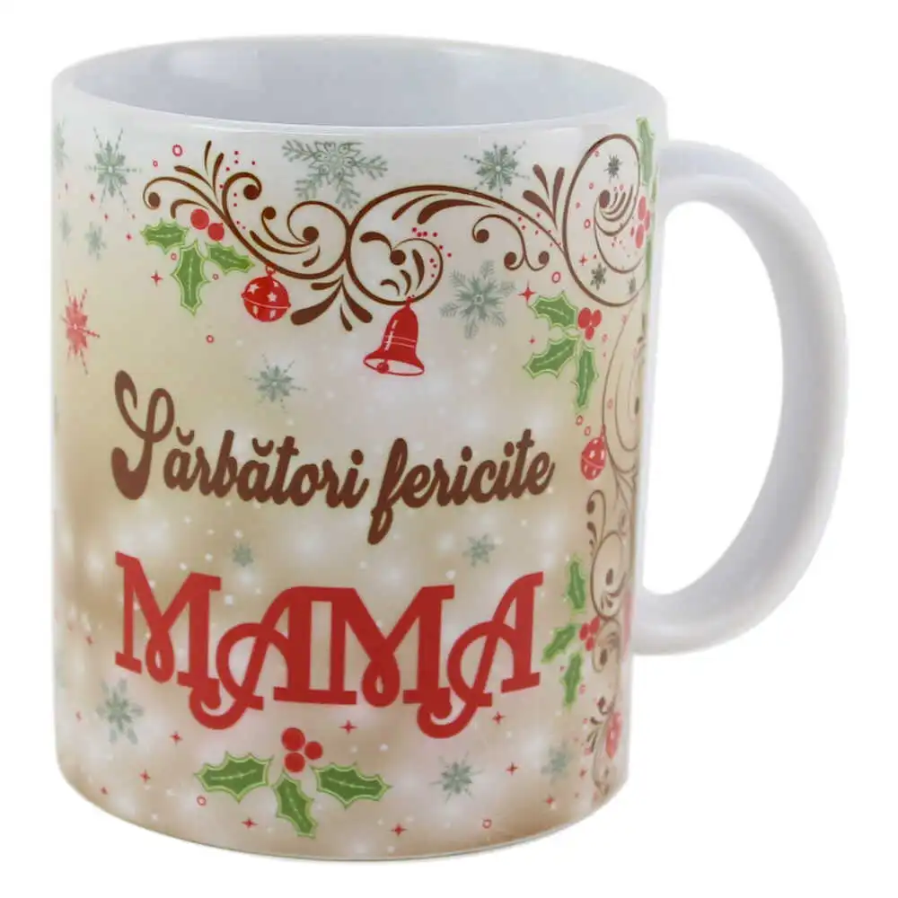 Cana ceramica "Sarbatori fericite Mama" 330 ml Cana ceramica "Sarbatori fericite Mama" 330 ml