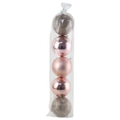 Set 5 globuri din plastic Xmas pink 8 CM