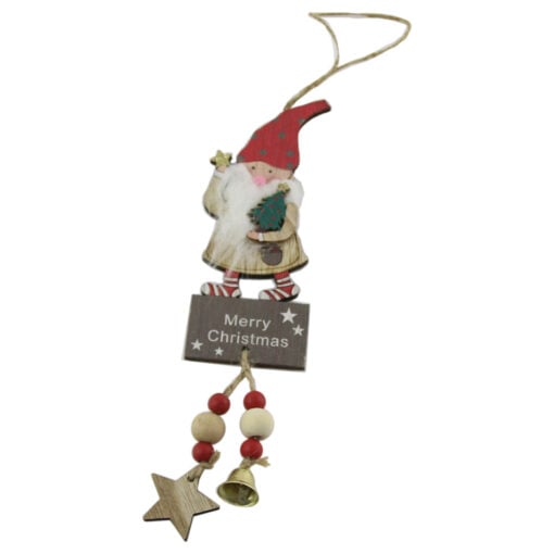 Decoratiune Craciun din lemn Spiridus Merry Christmas 30 CM