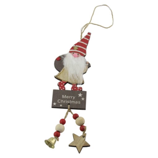 Decoratiune Craciun din lemn Spiridus Merry Christmas 30 CM