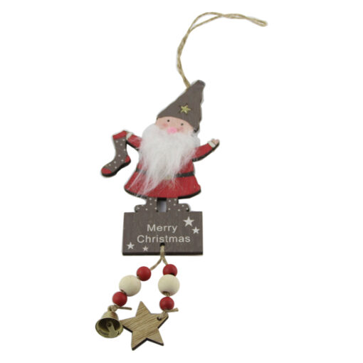 Decoratiune Craciun din lemn Spiridus Merry Christmas 30 CM
