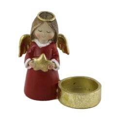 Figurina Ingeras cu candela din rasina 10x11 CM
