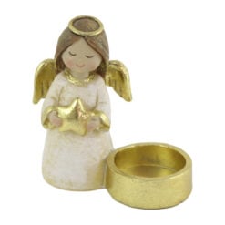 Figurina Ingeras cu candela din rasina 10x11 CM