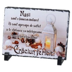 Placa ardezie Pentru Nasii "Craciun Fericit" 19x14 CM