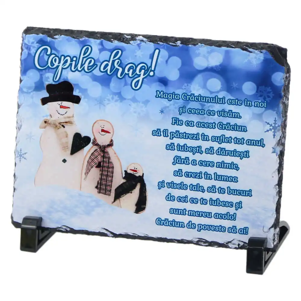 Placa ardezie "Copile drag..." Craciun Fericit 19x14 CM