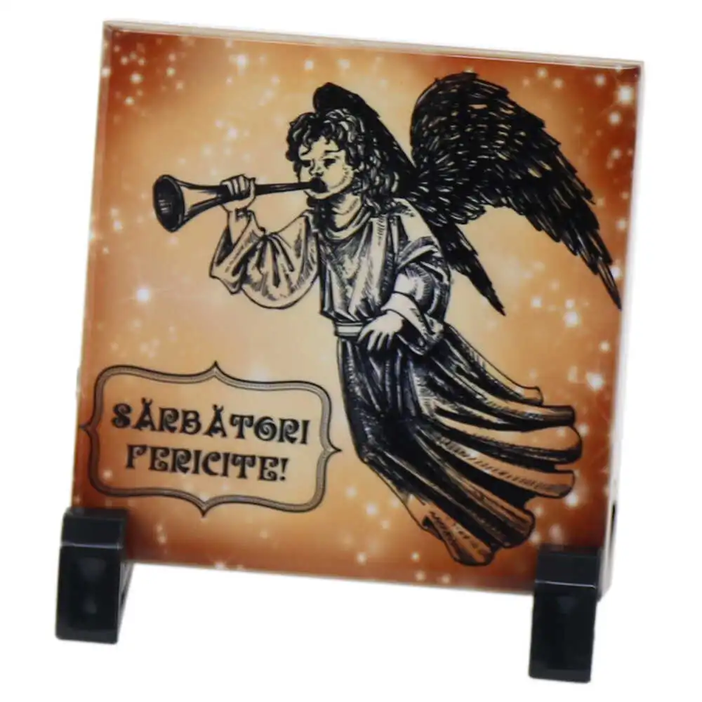 Placa decorativa "Sarbatori Fericite!" 10x10 CM Placa decorativa "Sarbatori Fericite!" 10x10 CM