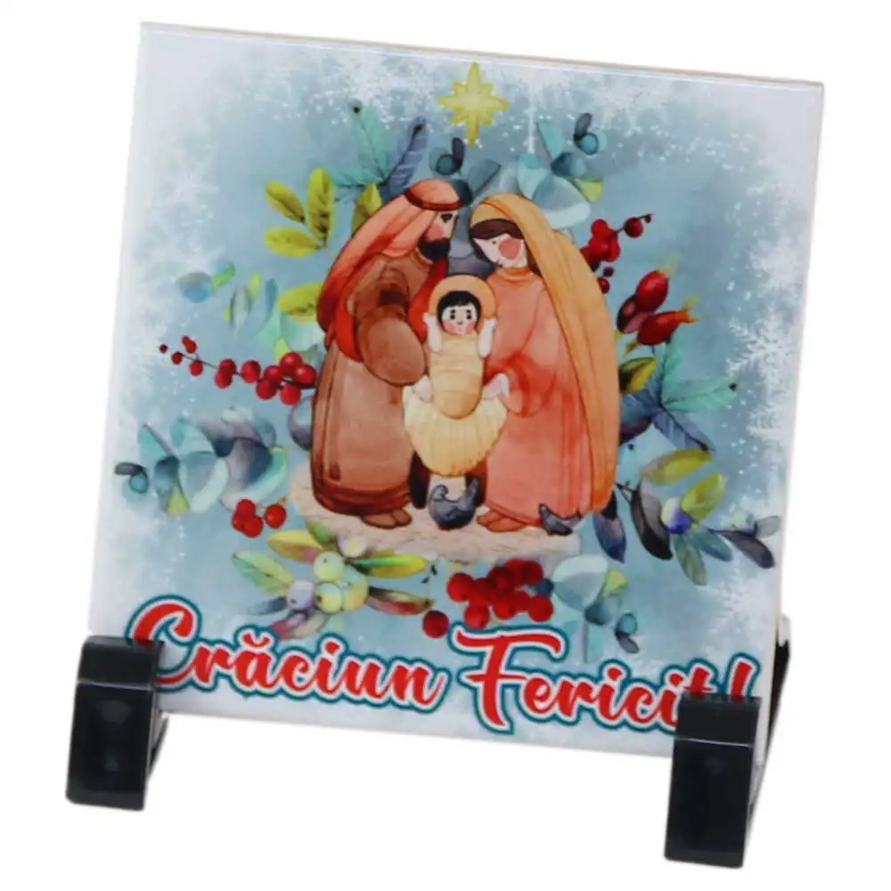 Placa decorativa "Craciun Fericit!" 10x10 CM