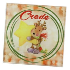 Suport pahar din sticla Ren 10x10 CM - Zambeste/Crede/Iubeste/Ajuta