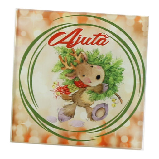 Suport pahar din sticla Ren 10x10 CM - Zambeste/Crede/Iubeste/Ajuta