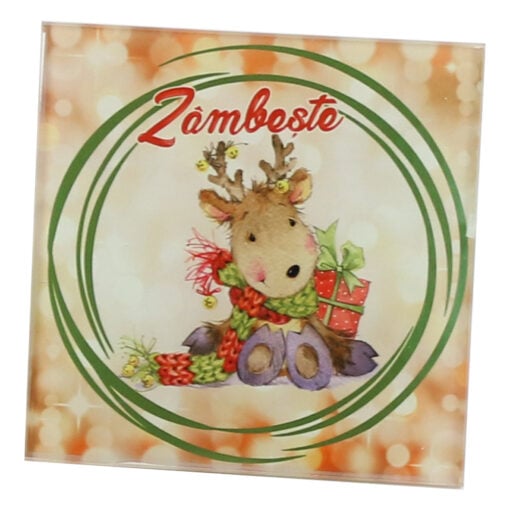 Suport pahar din sticla Ren 10x10 CM - Zambeste/Crede/Iubeste/Ajuta