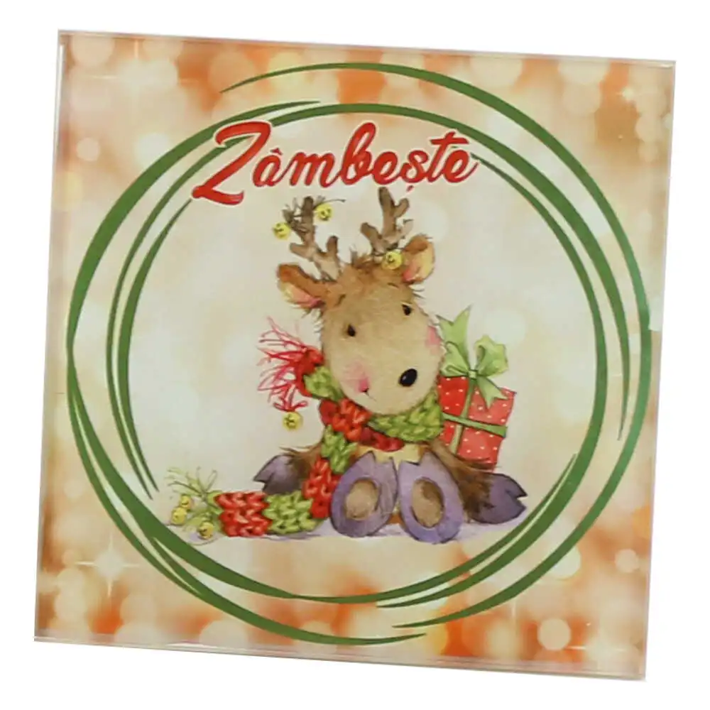 Suport pahar din sticla Ren 10x10 CM - Zambeste/Crede/Iubeste/Ajuta