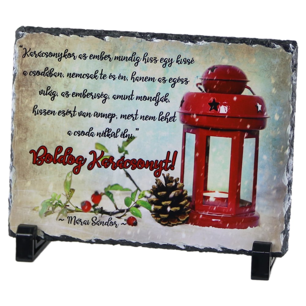 Placa ardezie "Boldog Karacsonyt!" 19?14 CM Placa ardezie "Boldog Karacsonyt!" 19?14 CM