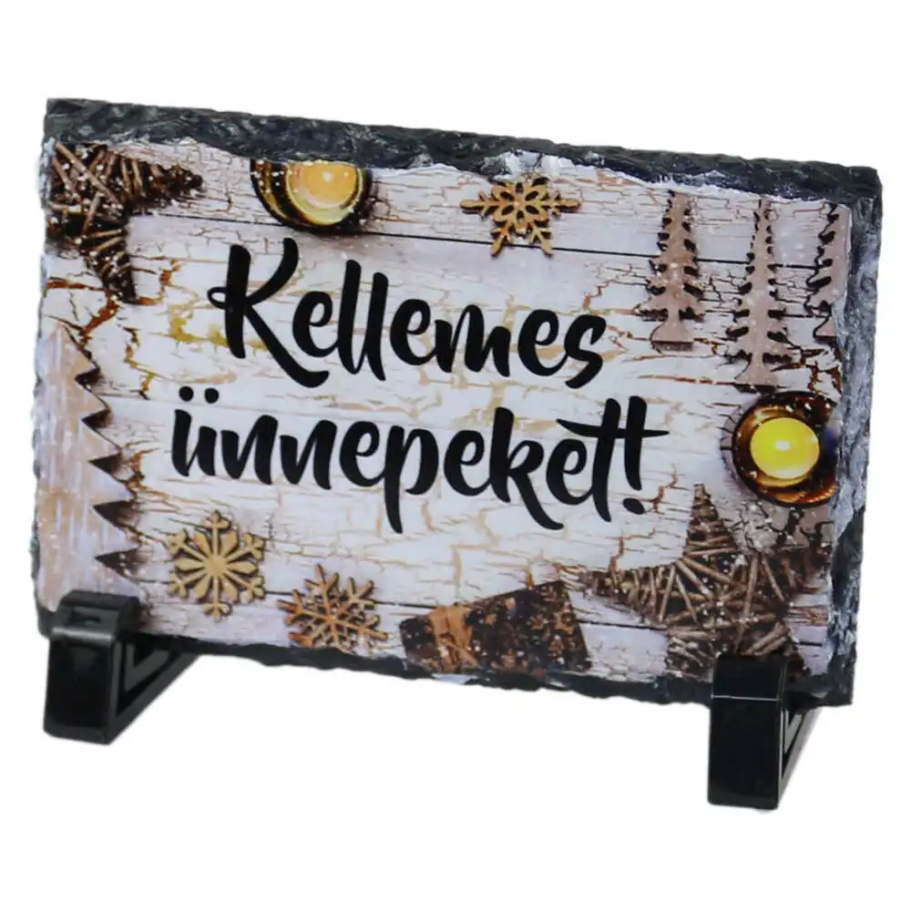 Placa ardezie "Kellemes Unnepeket!" 19?14 CM Placa ardezie "Kellemes Unnepeket!" 19?14 CM