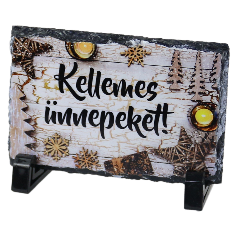 Placa ardezie "Kellemes Unnepeket!" 19?14 CM Placa ardezie "Kellemes Unnepeket!" 19?14 CM