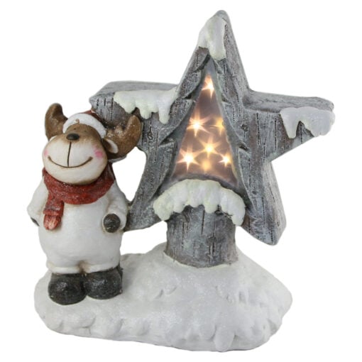 Figurina Craciun Ren cu stea si led 34 CM