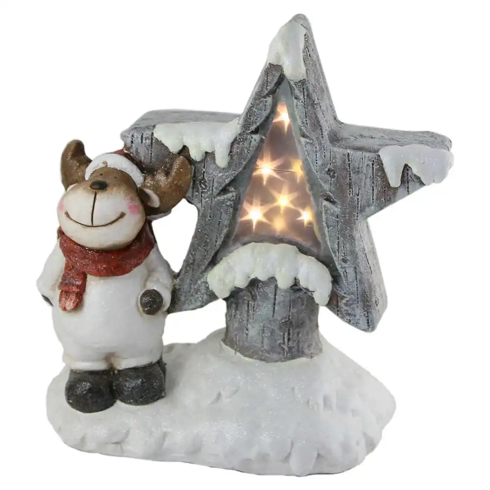 Figurina Craciun Ren cu stea si led 34 CM Figurina Craciun Ren cu stea si led 34 CM