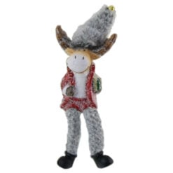 Figurina Craciun Ren din ceramica cu caciula 22 CM