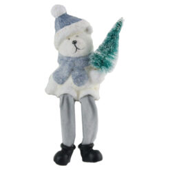 Figurina Craciun Ursulet din ceramica cu picioare mobile 18 CM
