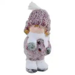 Figurina Copil din ceramica cu caciula tricotata 14 CM