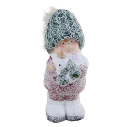 Figurina Copil din ceramica cu caciula tricotata 14 CM