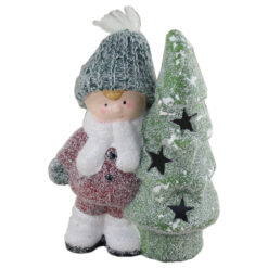 Figurina Copil cu brad din ceramica 14x20 CM
